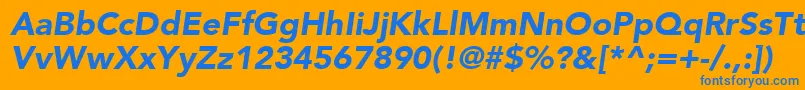Czcionka AvenirLt95BlackOblique – niebieskie czcionki na pomarańczowym tle