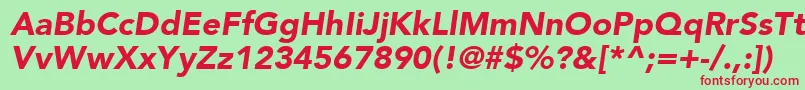 AvenirLt95BlackOblique-Schriftart – Rote Schriften auf grünem Hintergrund