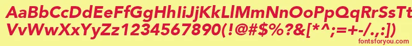 Czcionka AvenirLt95BlackOblique – czerwone czcionki na żółtym tle