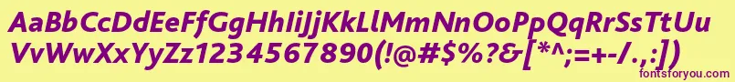 BlissproHeavyitalic Font – Purple Fonts on Yellow Background