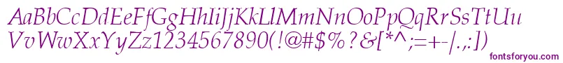 Latinopal3Lightitalicsh Font – Purple Fonts on White Background