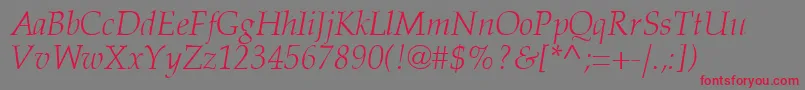 Latinopal3Lightitalicsh Font – Red Fonts on Gray Background
