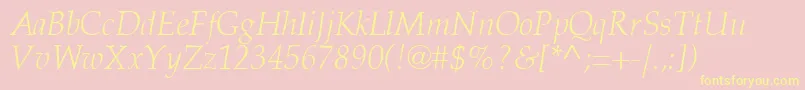 Latinopal3Lightitalicsh-Schriftart – Gelbe Schriften auf rosa Hintergrund