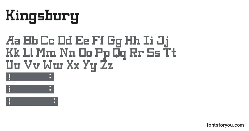 Schriftart Kingsbury – Alphabet, Zahlen, spezielle Symbole