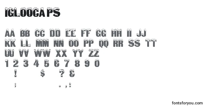 Czcionka Igloocaps – alfabet, cyfry, specjalne znaki