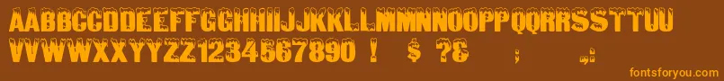 Weitere Informationen zur Igloocaps-Schriftart Igloocaps-Schriftart – Orangefarbene Schriften auf braunem Hintergrund