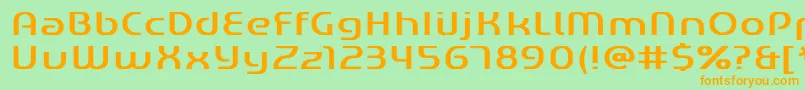 フォントGened – オレンジの文字が緑の背景にあります。