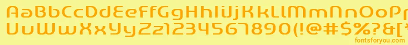 フォントGened – オレンジの文字が黄色の背景にあります。