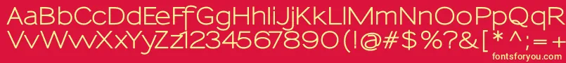 SansumiBold-Schriftart – Gelbe Schriften auf rotem Hintergrund
