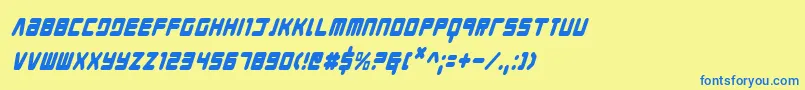 YoungTechsCondensedItalic Font – Blue Fonts on Yellow Background
