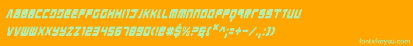 YoungTechsCondensedItalic Font – Green Fonts on Orange Background