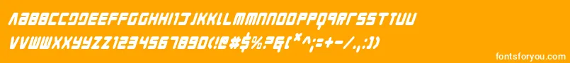 Fonte YoungTechsCondensedItalic – fontes brancas em um fundo laranja