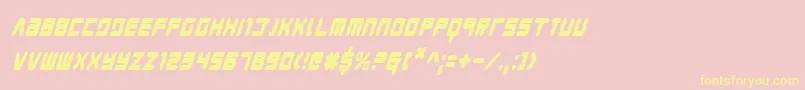 YoungTechsCondensedItalic-Schriftart – Gelbe Schriften auf rosa Hintergrund