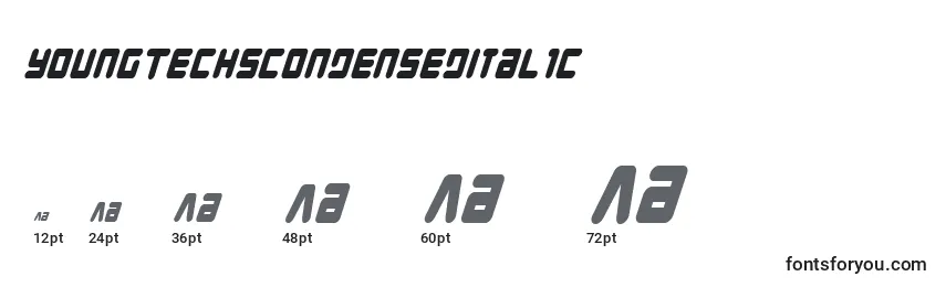 YoungTechsCondensedItalic Font Sizes