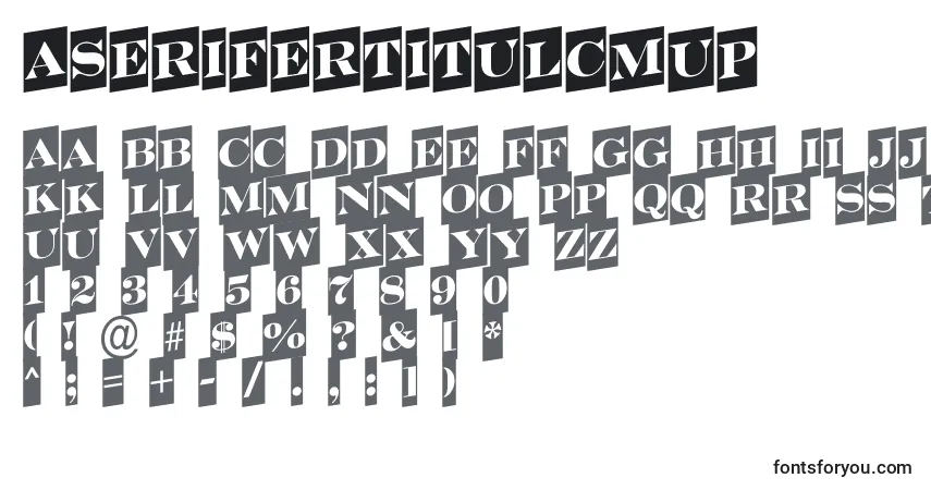 A fonte ASerifertitulcmup – alfabeto, números, caracteres especiais