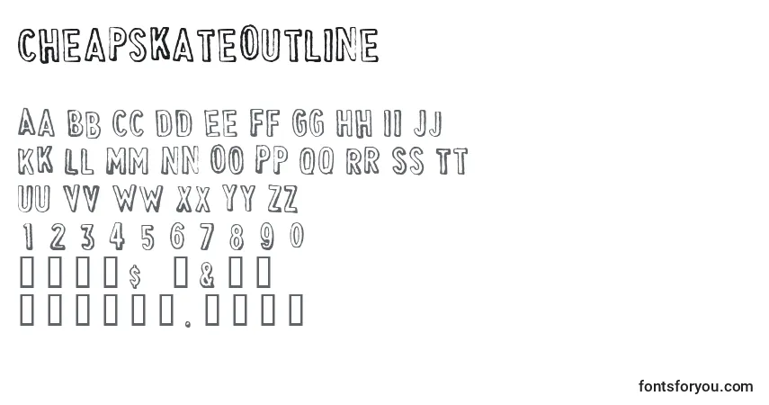 A fonte CheapskateOutline – alfabeto, números, caracteres especiais