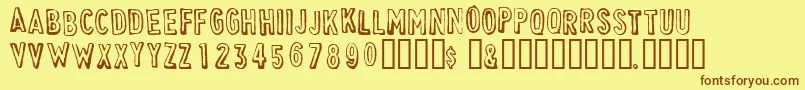 CheapskateOutline Font – Brown Fonts on Yellow Background