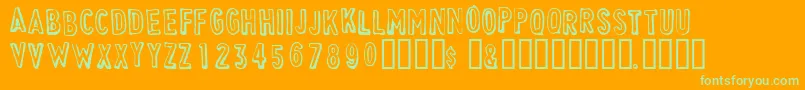 CheapskateOutline Font – Green Fonts on Orange Background