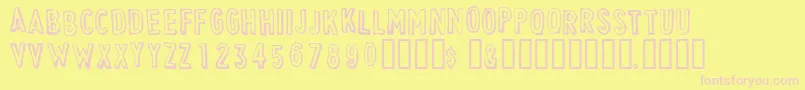 CheapskateOutline-fontti – vaaleanpunaiset fontit keltaisella taustalla