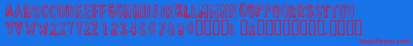 CheapskateOutline Font – Red Fonts on Blue Background