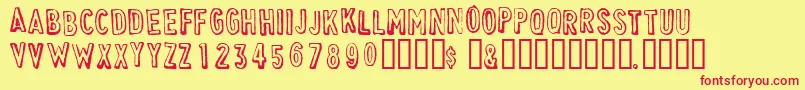 CheapskateOutline Font – Red Fonts on Yellow Background