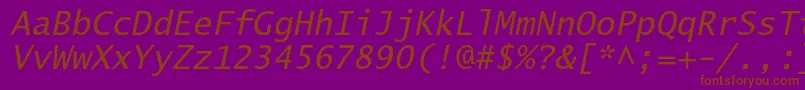 LucidasanstypewriterstdObl-fontti – ruskeat fontit violetilla taustalla