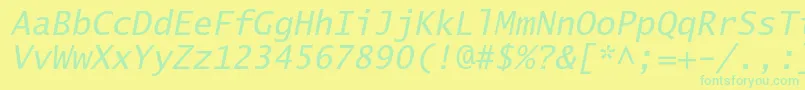 LucidasanstypewriterstdObl Font – Green Fonts on Yellow Background