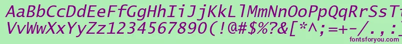 LucidasanstypewriterstdObl Font – Purple Fonts on Green Background
