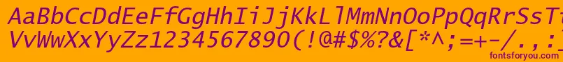 LucidasanstypewriterstdObl Font – Purple Fonts on Orange Background