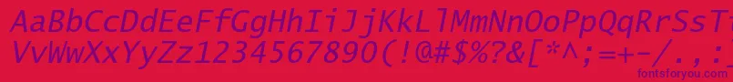 LucidasanstypewriterstdObl Font – Purple Fonts on Red Background