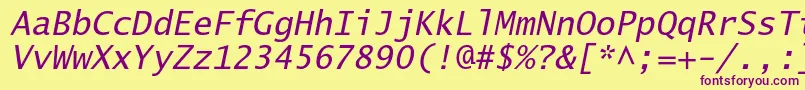 LucidasanstypewriterstdObl Font – Purple Fonts on Yellow Background