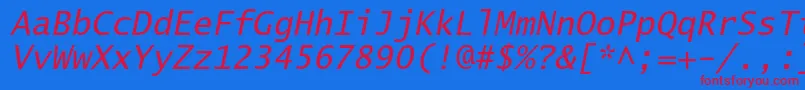 LucidasanstypewriterstdObl Font – Red Fonts on Blue Background