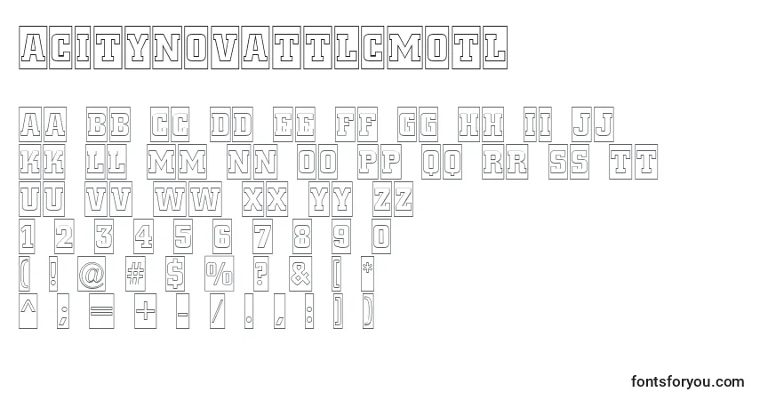 Schriftart ACitynovattlcmotl – Alphabet, Zahlen, spezielle Symbole