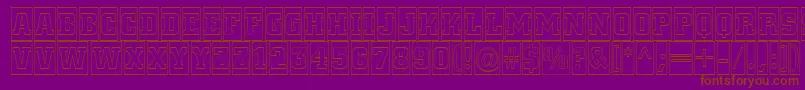 ACitynovattlcmotl-Schriftart – Braune Schriften auf violettem Hintergrund
