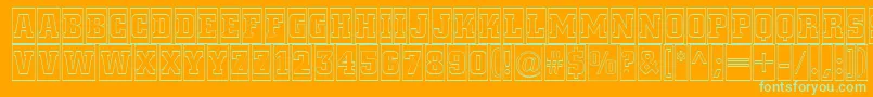 ACitynovattlcmotl-fontti – vihreät fontit oranssilla taustalla