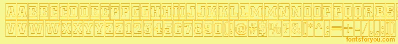 フォントACitynovattlcmotl – オレンジの文字が黄色の背景にあります。