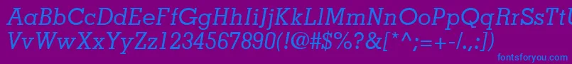 JaakSsiItalic-Schriftart – Blaue Schriften auf violettem Hintergrund