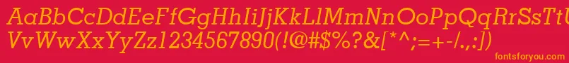 JaakSsiItalic-Schriftart – Orangefarbene Schriften auf rotem Hintergrund