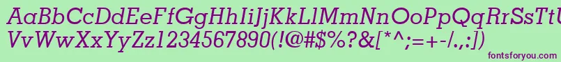 JaakSsiItalic-fontti – violetit fontit vihreällä taustalla