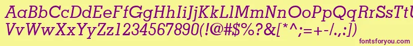 JaakSsiItalic-fontti – violetit fontit keltaisella taustalla