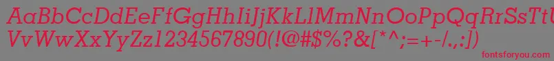 JaakSsiItalic-Schriftart – Rote Schriften auf grauem Hintergrund
