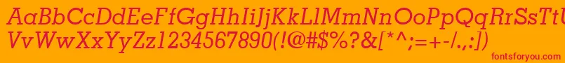 JaakSsiItalic-Schriftart – Rote Schriften auf orangefarbenem Hintergrund