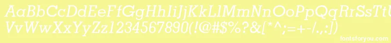 JaakSsiItalic-fontti – valkoiset fontit keltaisella taustalla