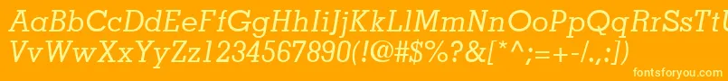 JaakSsiItalic-Schriftart – Gelbe Schriften auf orangefarbenem Hintergrund