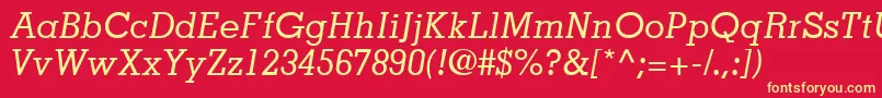JaakSsiItalic-Schriftart – Gelbe Schriften auf rotem Hintergrund