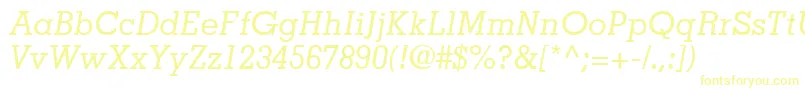 JaakSsiItalic-Schriftart – Gelbe Schriften auf weißem Hintergrund