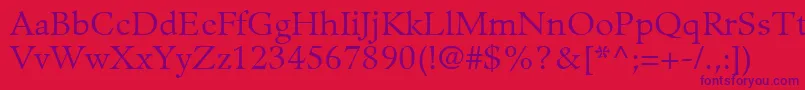 GuardiLt55Roman Font – Purple Fonts on Red Background