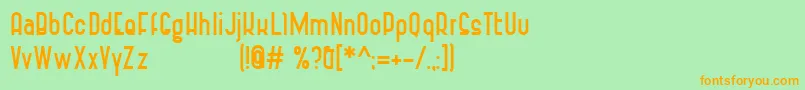 VintageStrapsBold-Schriftart – Orangefarbene Schriften auf grünem Hintergrund