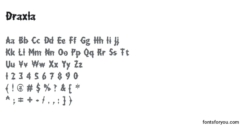 A fonte Draxla – alfabeto, números, caracteres especiais
