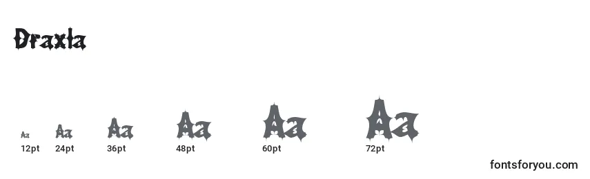 Размеры шрифта Draxla